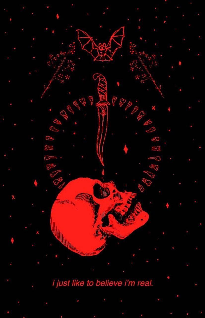 827x1280 Download Grunge Emo Red Bat Aesthetic Wallpaper
