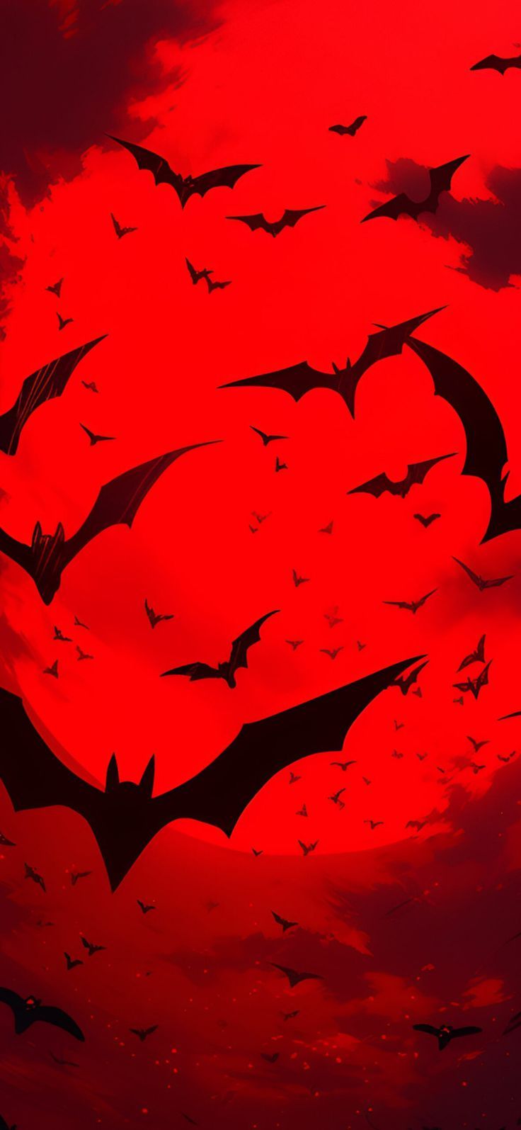 736x1595 Bats in Red Sky Halloween Wallpaper