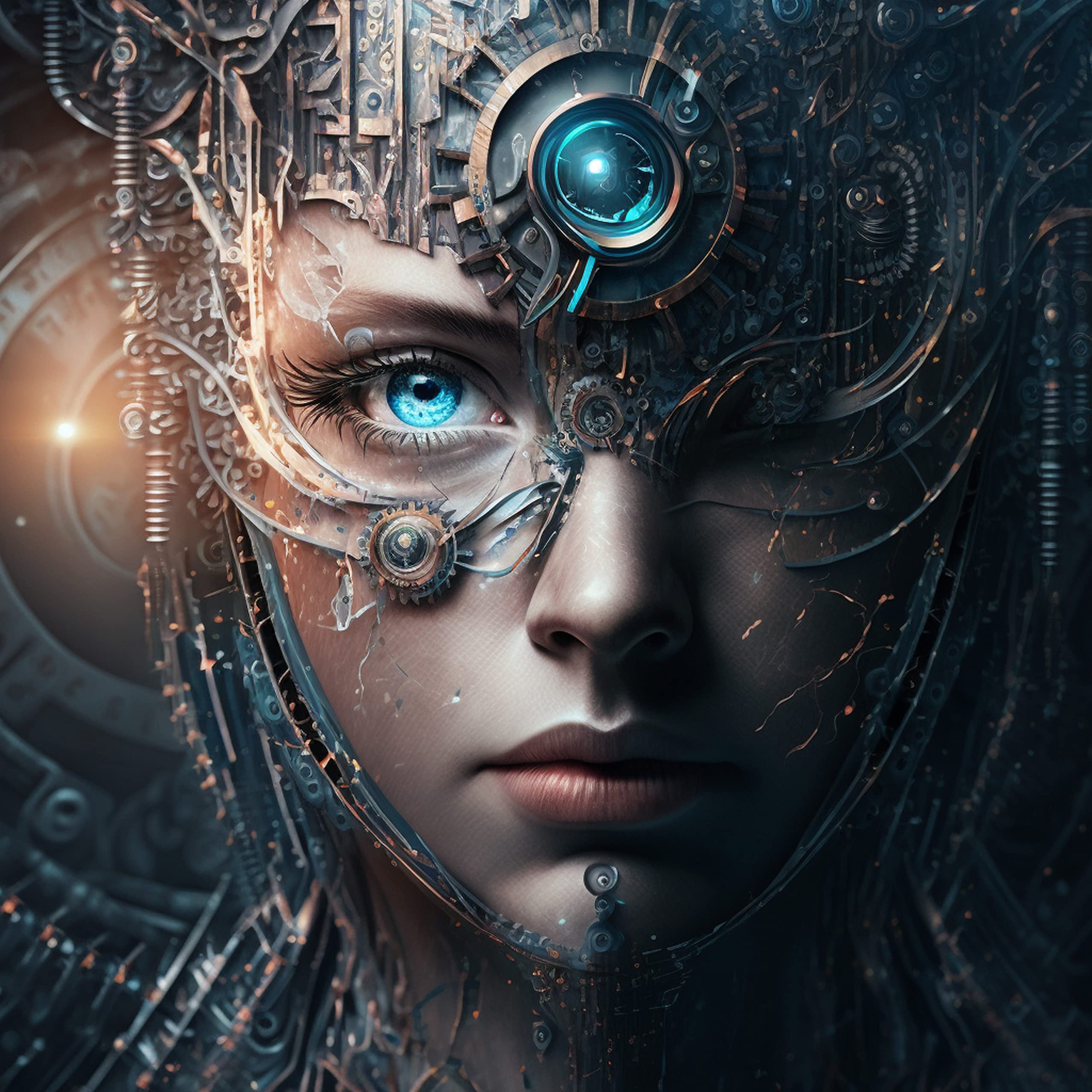 2560x2560 Futuristic Woman Science Wallpaper Game Room Wall Decor Peel and Stick or Textil Vinyl Material Mural Wallpaper Rental Friendly (Textile Vinyl, 177''Wx264''H) : Tools & Home Improvement