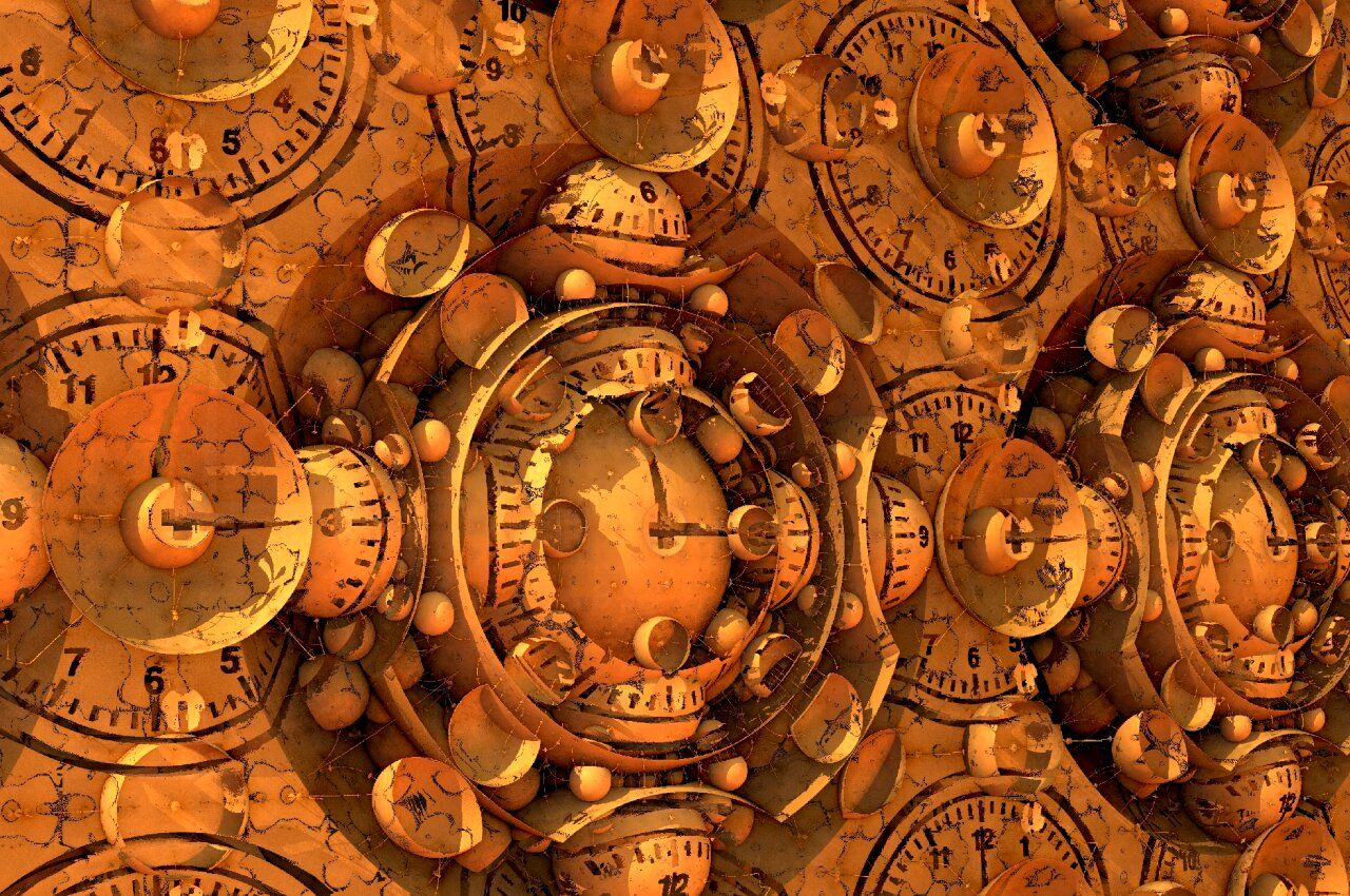 1280x850 Ancient Time Clock Brown Time Digitally Made Illustrations On