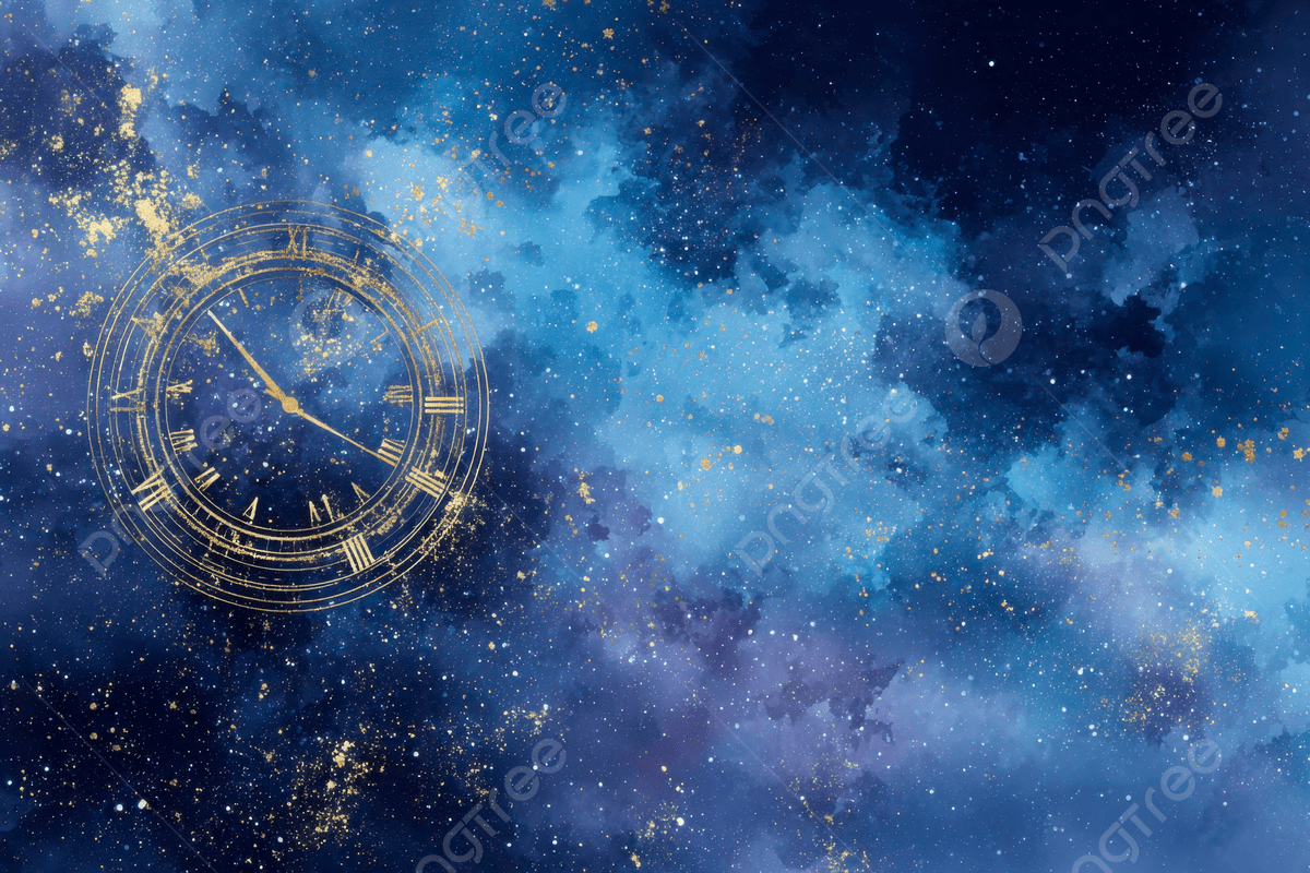 1200x800 A Beautiful Background Of The Universe With Stars And Galaxies Featuring An Ancient Clock In Gold Blue Tones, Beautiful, Background, Universe Background Image And Wallpaper for Free Download