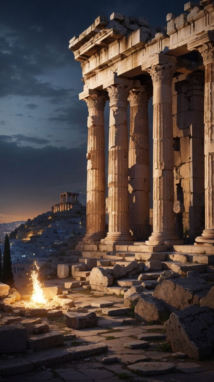 736x1308 Ancient Greek Ruins: Echoes of Time Wallpaper