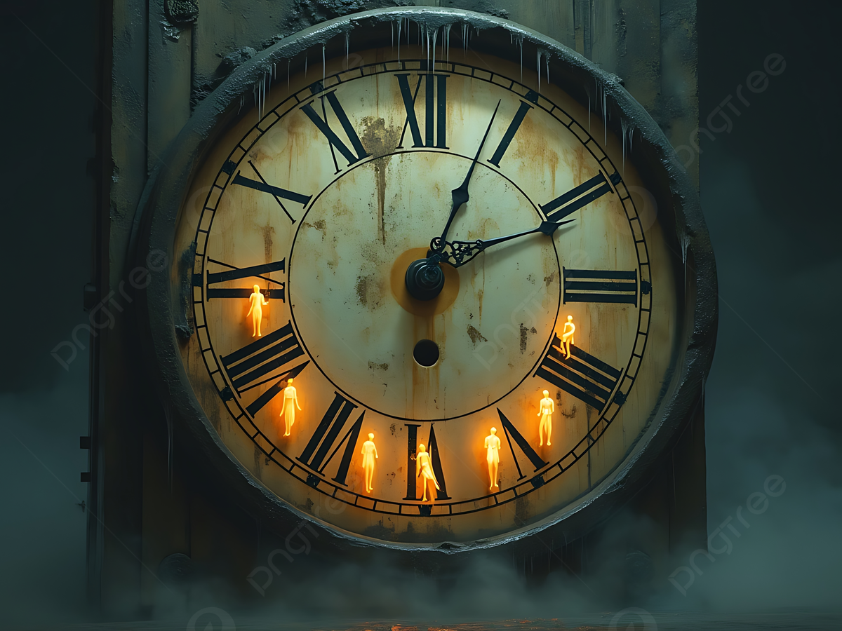 1200x900 Ancient Clock Frozen At Midnight With Glowing Figures, Ancient Clock, Midnight Clock, Ethereal Figures Background Image And Wallpaper for Free Download