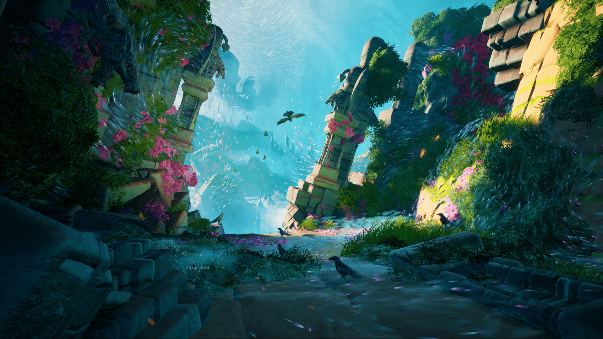 1920x1080 4K Ultra HD Fantasy Ruins: A Mystical Journey Through Timex2160