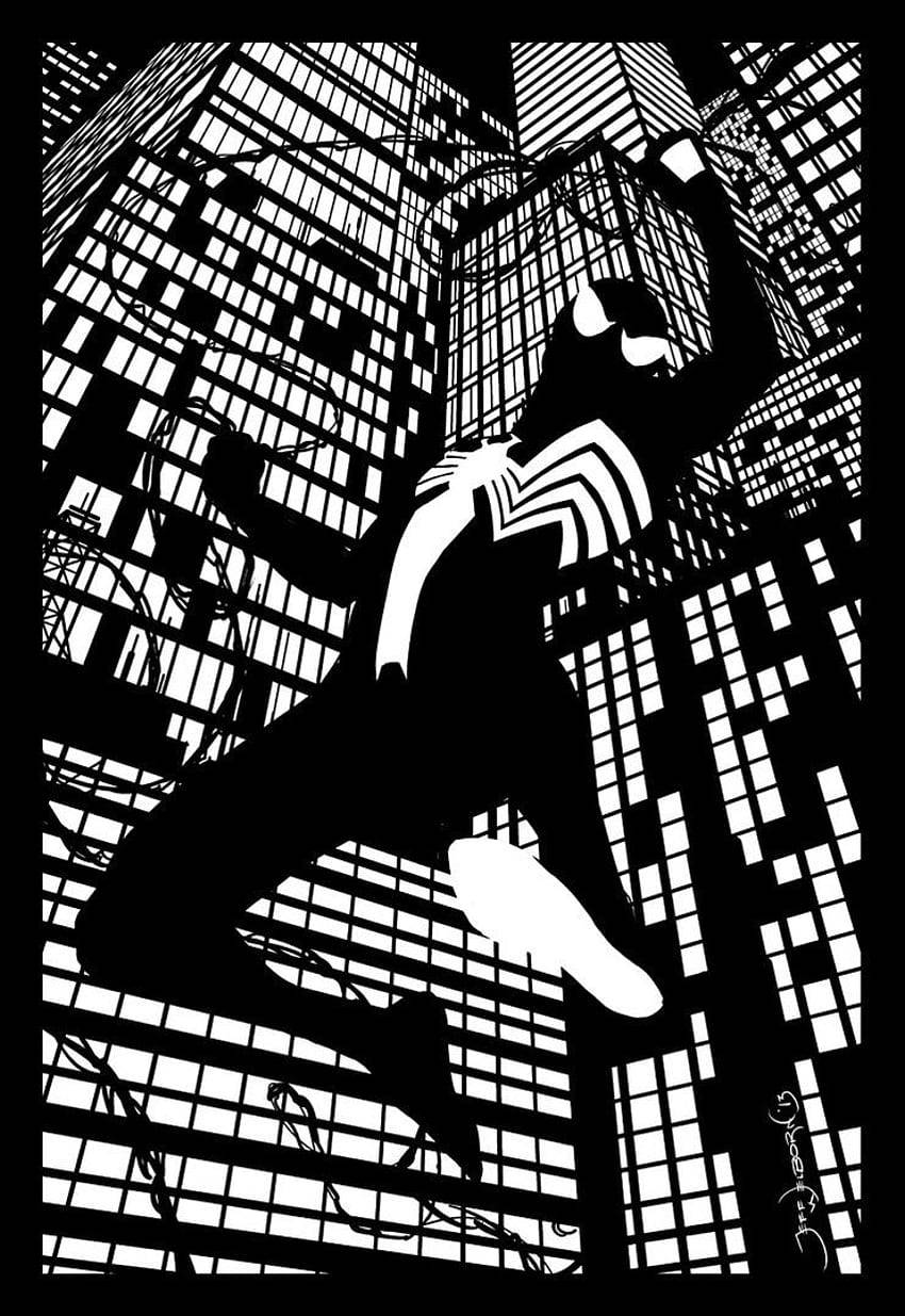 850x1235 Download Spider Man White And Black City Wallpaper