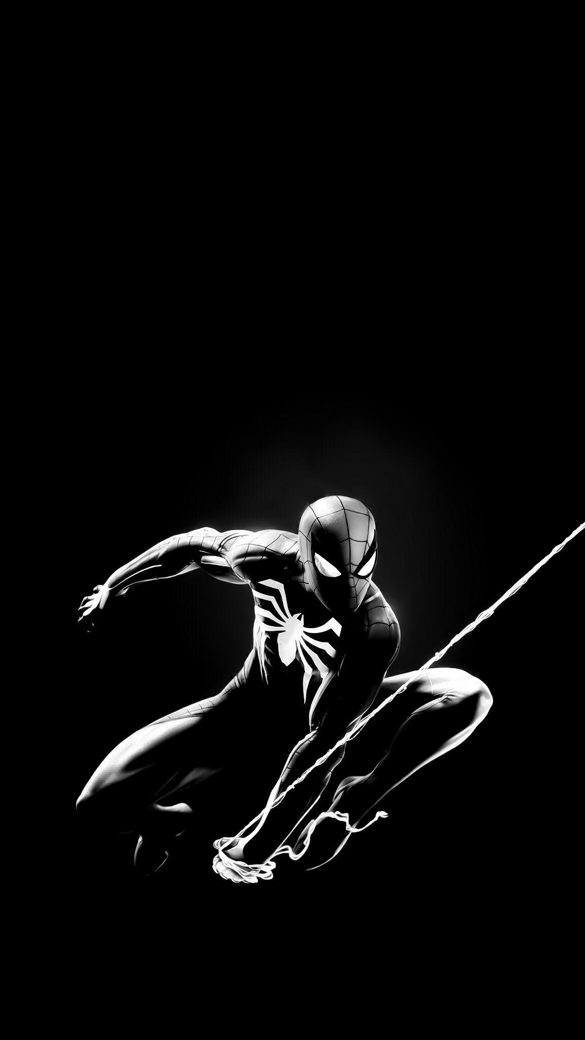 1152x2048 Spiderman Black And White Wallpaper