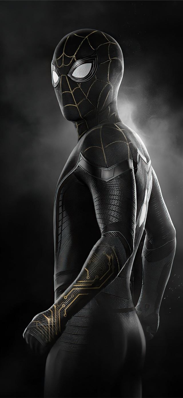 640x1385 spider man no way home black gold suit 4k iPhone 8 Wallpaper Free Download