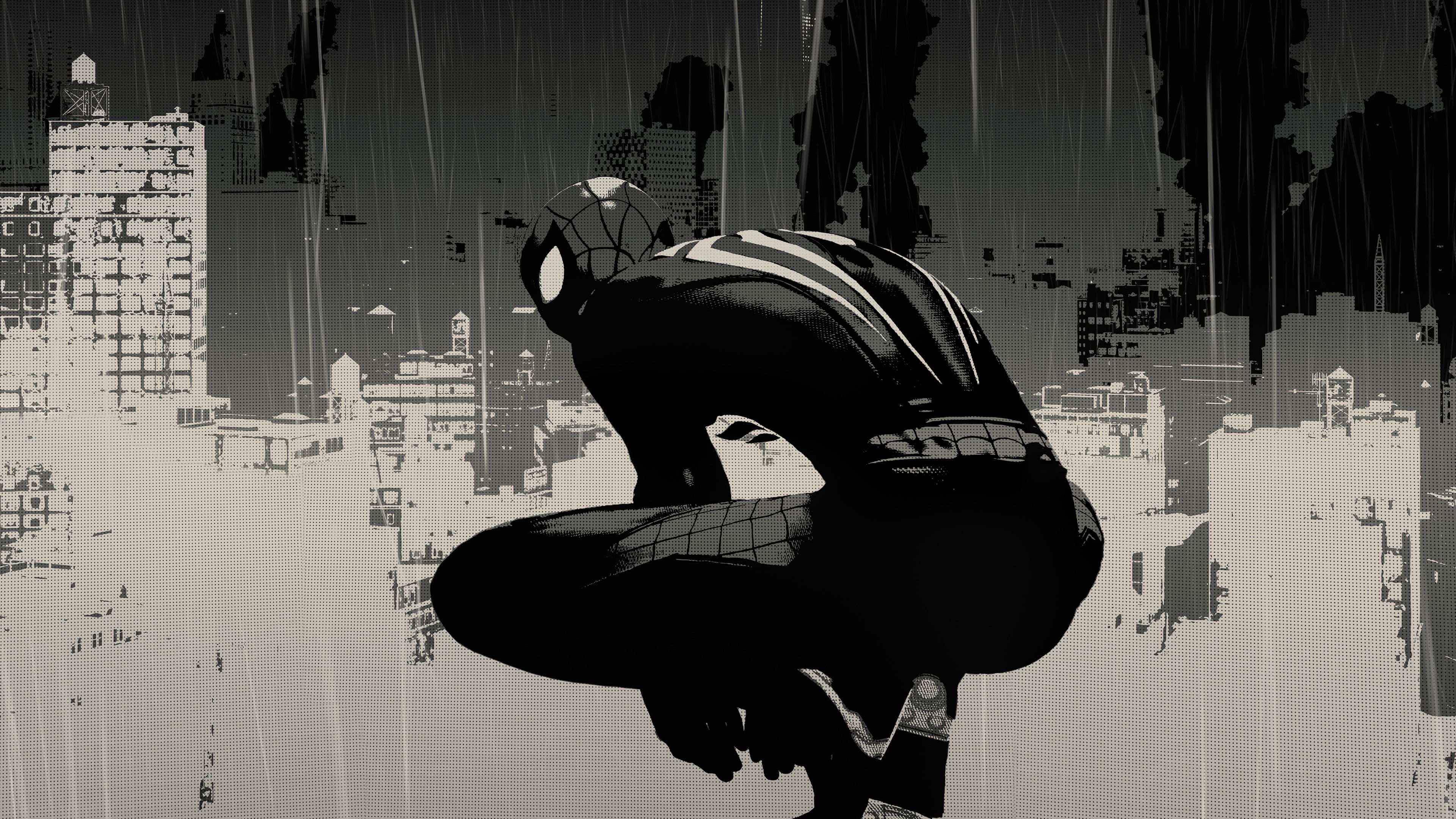 3840x2160 Black And White Spiderman Wallpaper