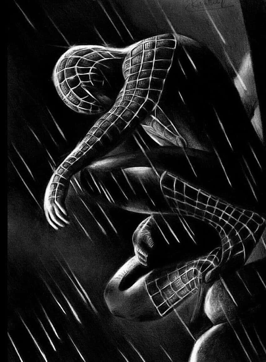 850x1157 Download Latent Black Spiderman Wallpaper