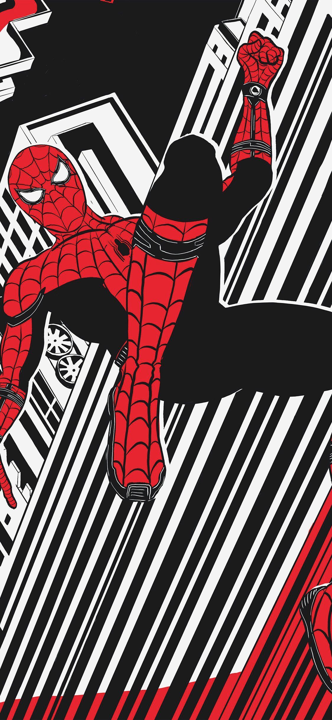 1125x2436 Spiderman Hero Painting Marvel Art Black iPhone Wallpaper