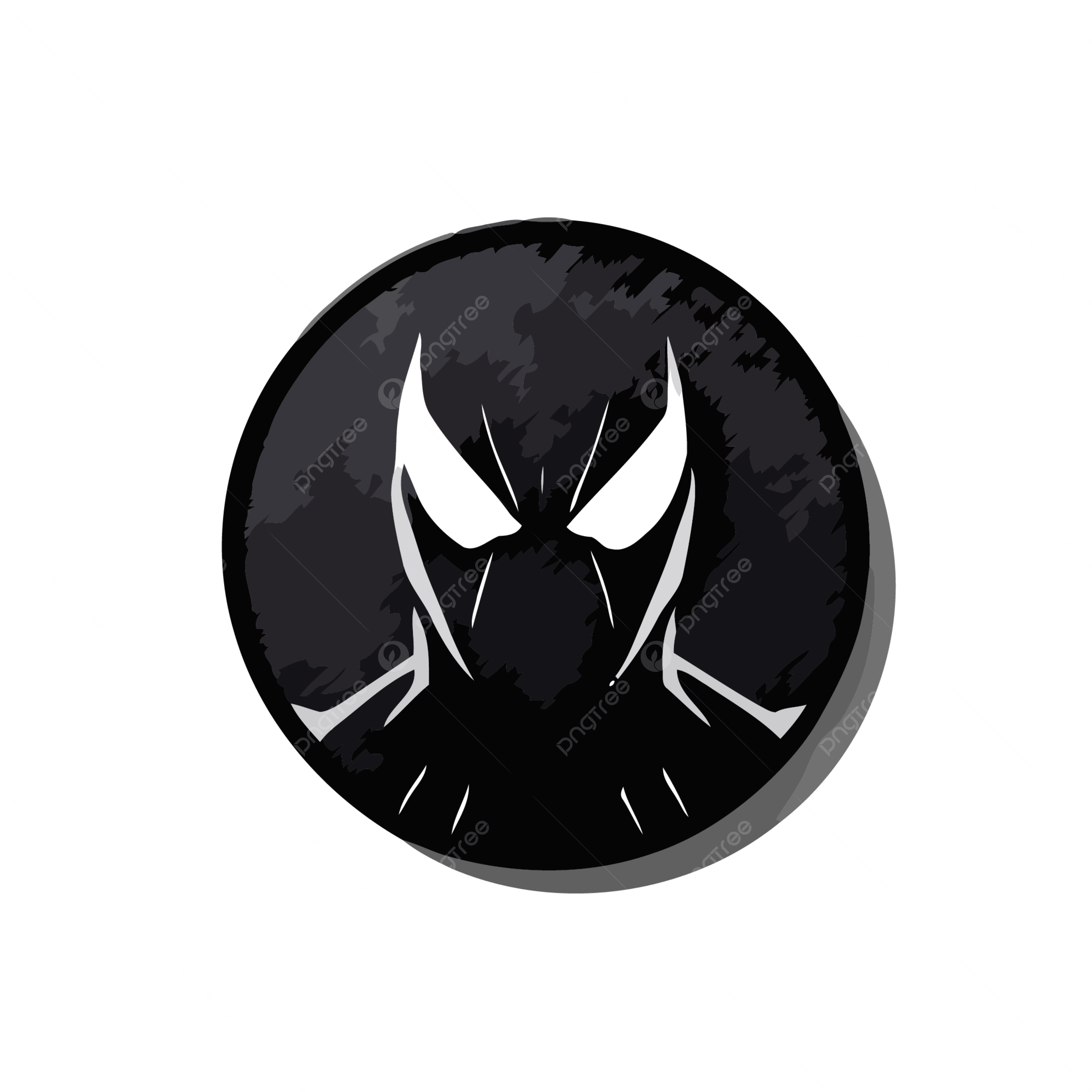 2500x2500 White And Black Spider Man Head Logo On A White Wall Vector, A Simplistic Black Icon Of Spiderman On A White Background, No Shadows, Small Centered In Frame PNG and Vector with