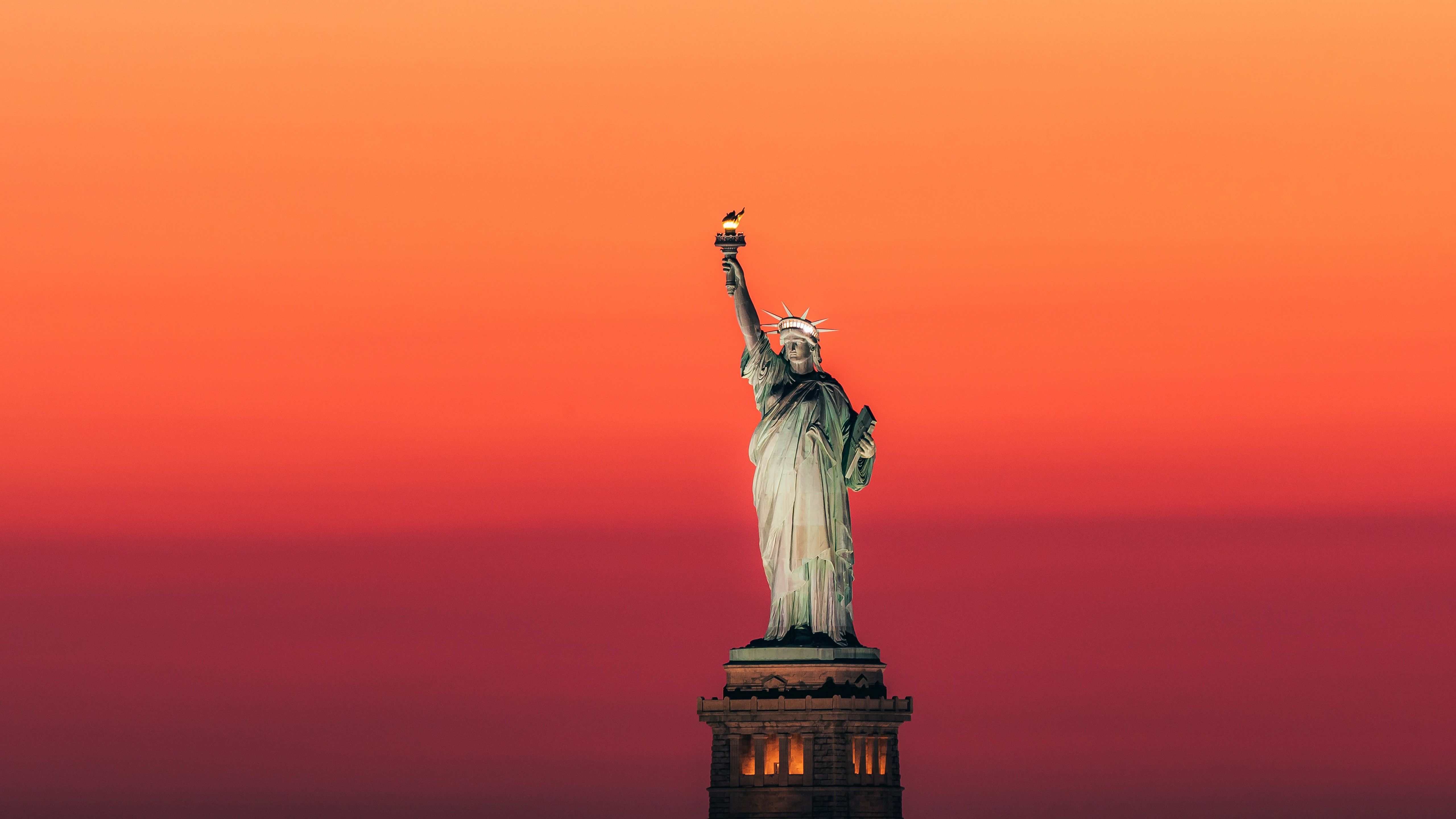 5120x2880 Statue of Liberty National Monument New York City 4K 5K HD Travel Wallpaper