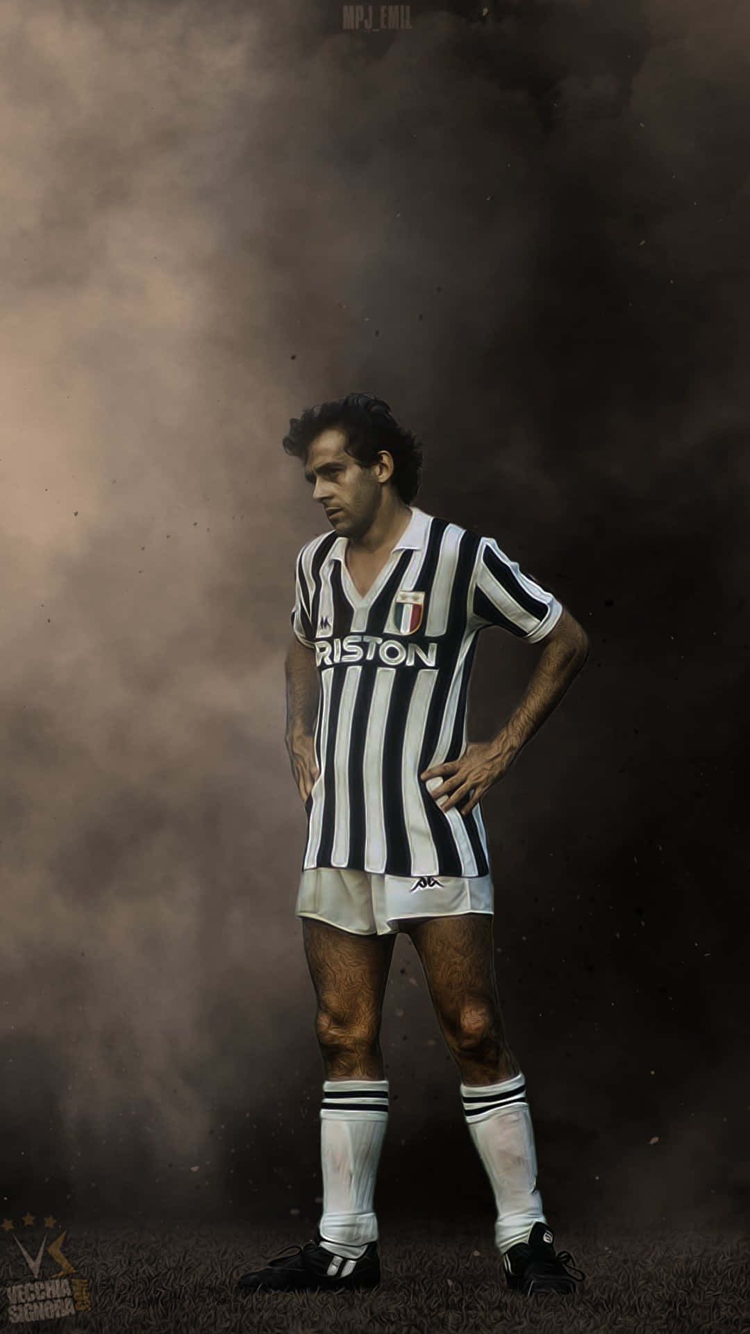 1080x1920 Download Michel Platini Football Sepia Photography Wallpaper