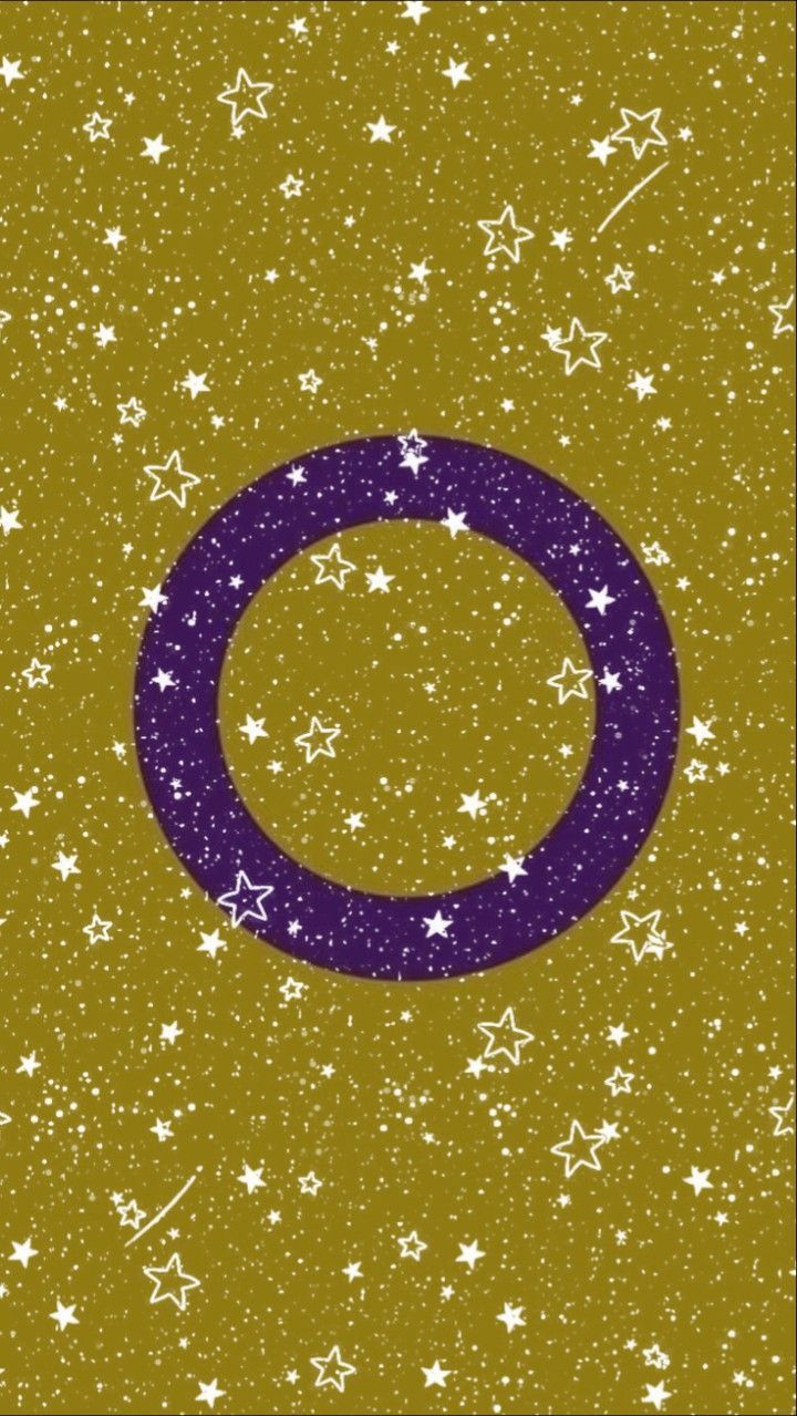 720x1279 Intersex Pride Wallpaper With Purple Circle And White Stars. Astronomy Inspired Art Ideas, Purple And Gold Starry Design, Purple Circle With Stars On Gold Background