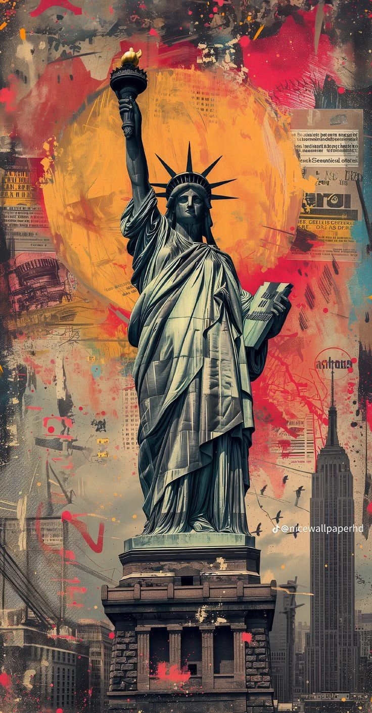 736x1410 Pop art wallpaper. Art wallpaper iphone hd, Usa poster ideas, Statue of liberty