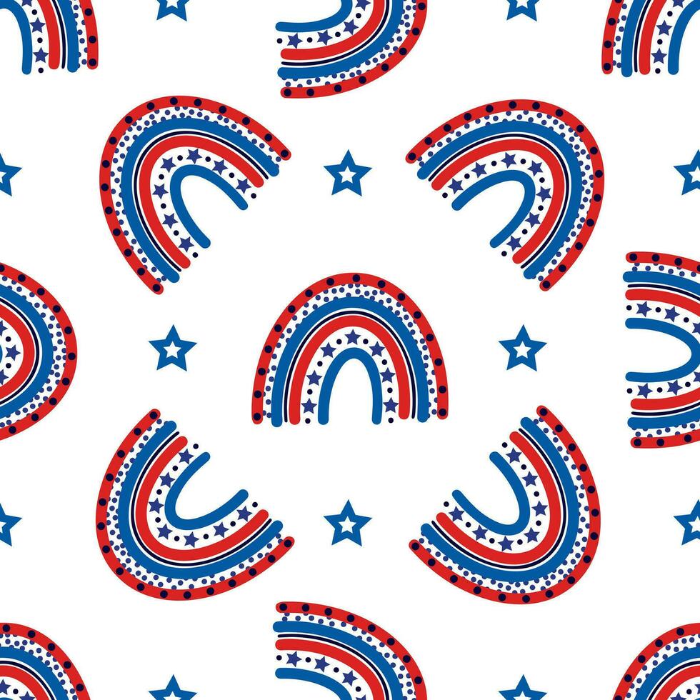 980x980 American flag rainbow seamless vector pattern. USA Independence Day, 4th of July. Liberty symbol with bright beautiful stars. Patriotic holiday sign. Flat cartoon background for wallpaper, print, web 25546951 Vector Art