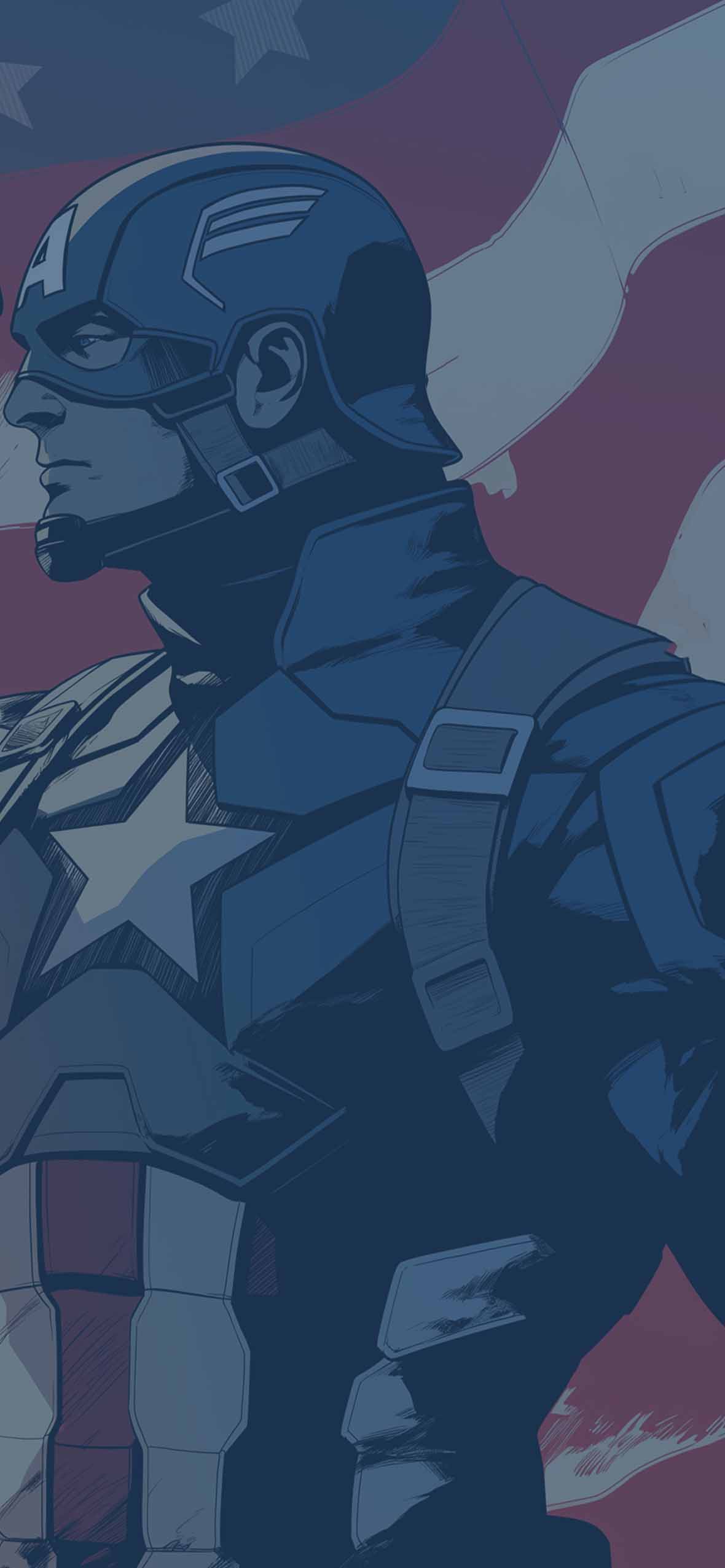 1180x2554 USA Hero Captain America Comics Style Wallpaper