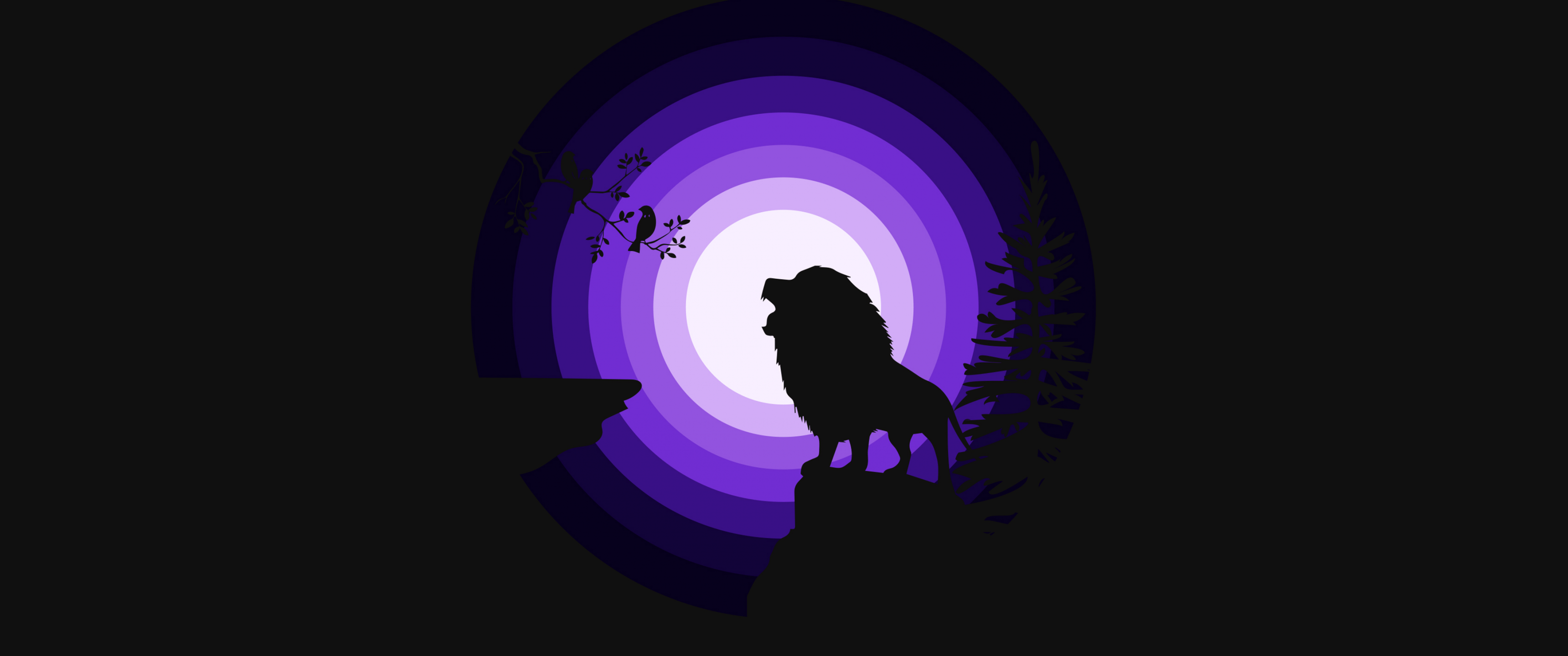 3440x1440 Lion Wallpaper 4K, Silhouette, Roaring, Moon, Night