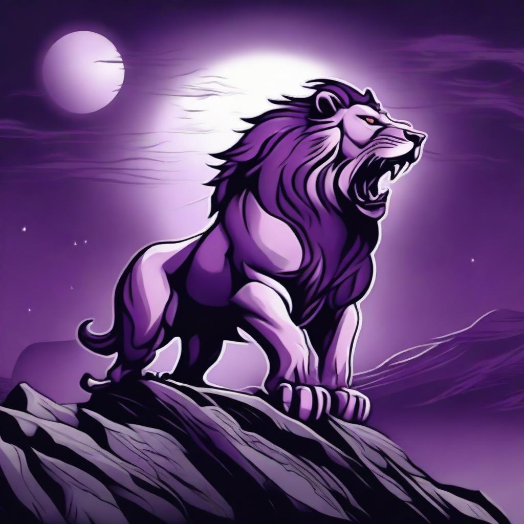 1024x1024 Roaring Lion Under the Full Moon