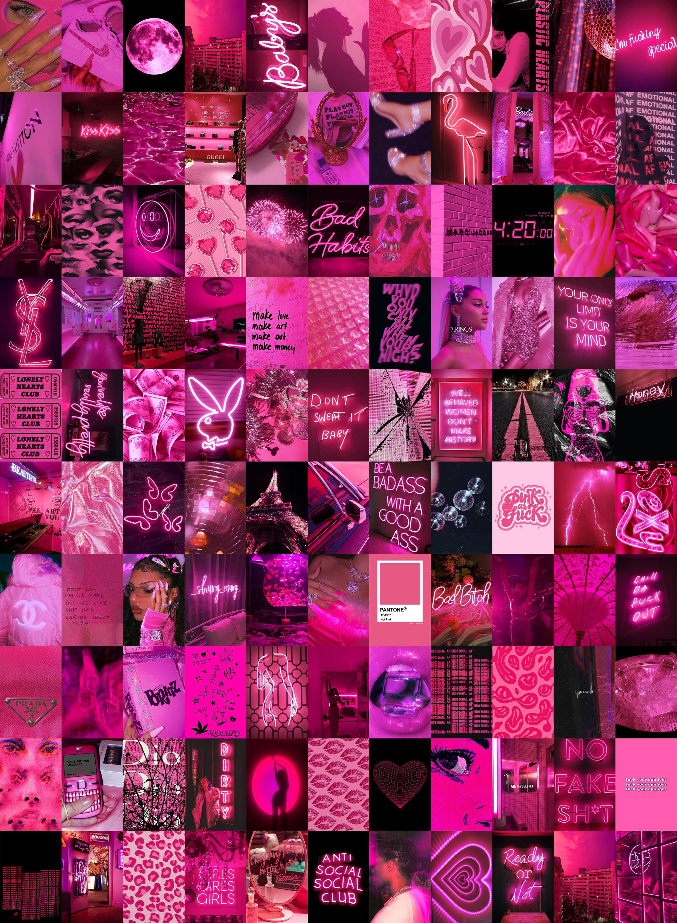 2200x3000 Hot Pink Neon Aesthetic Wall Collage Art