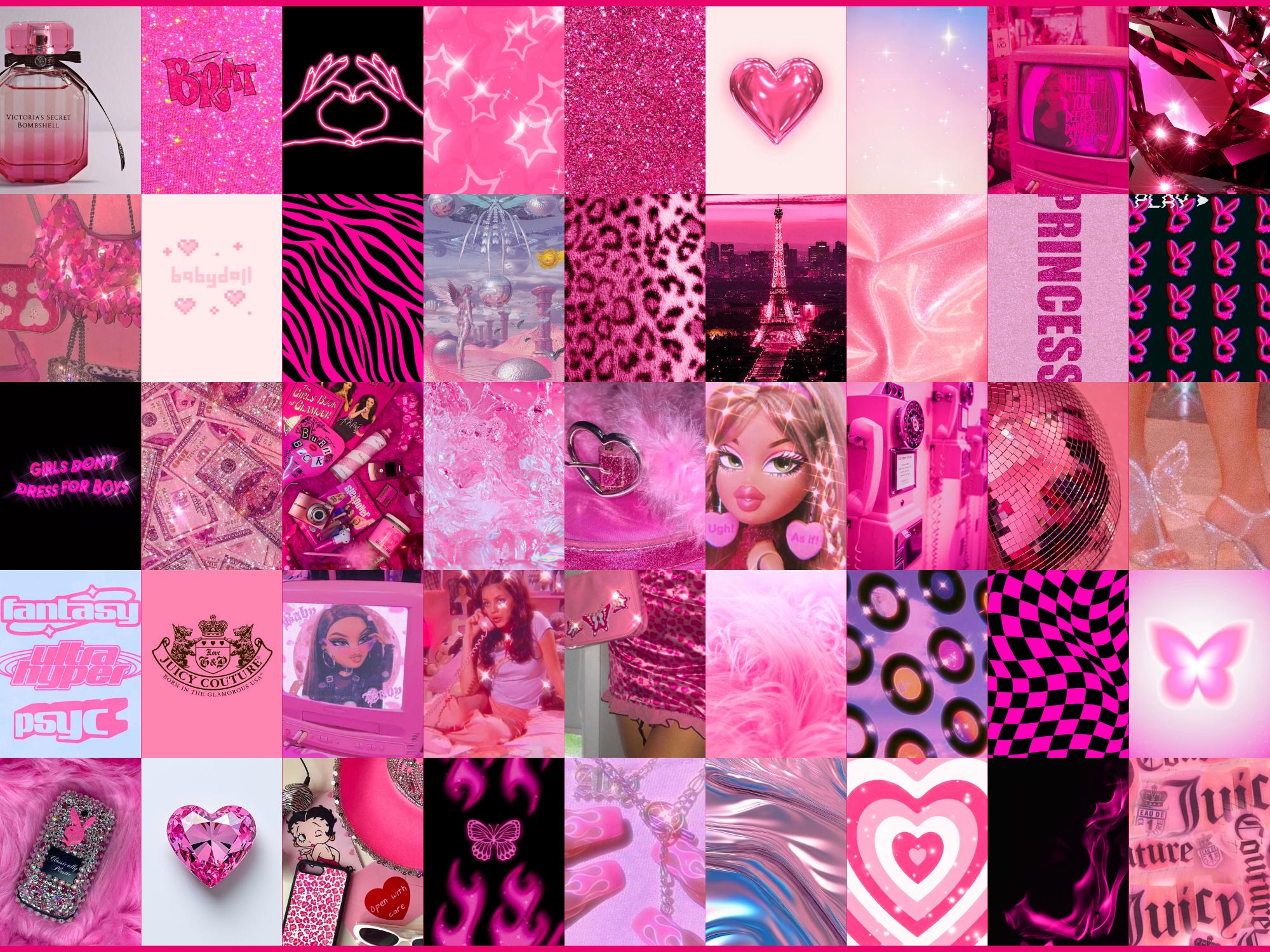 2000x1500 Y2K Hot Pink 50pcs Collage Kit (Digital Download) 2000s barbiecore baddie decor prints