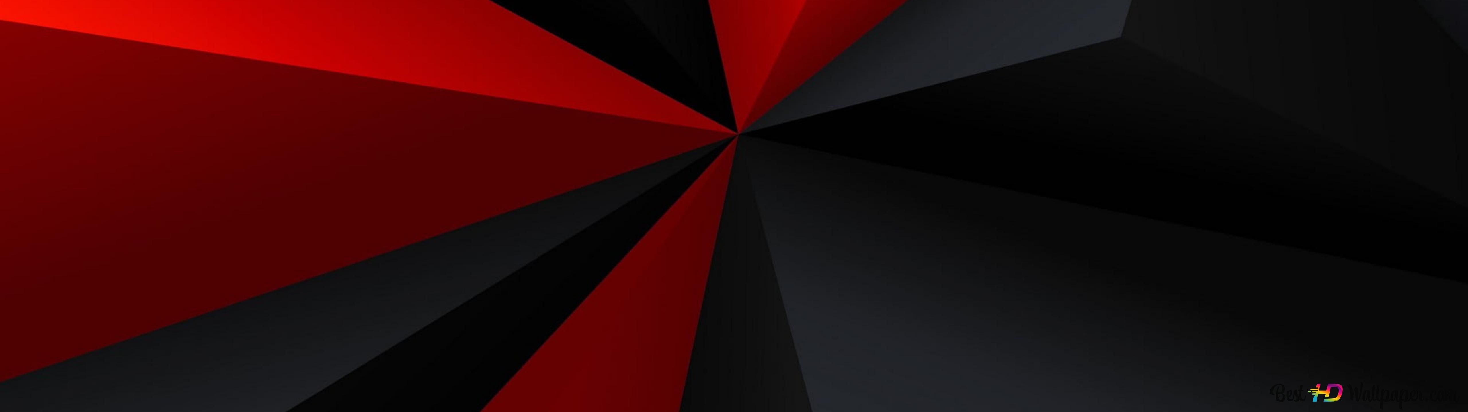 5120x1440 red and black 3D low poly digital art 4K wallpaper download