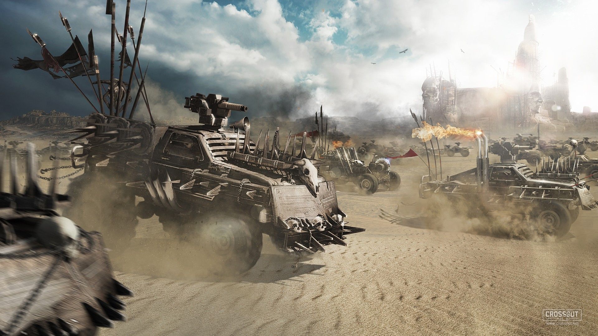 1920x1080 War Field Vehicles With Fire HD Crossout Wallpaper