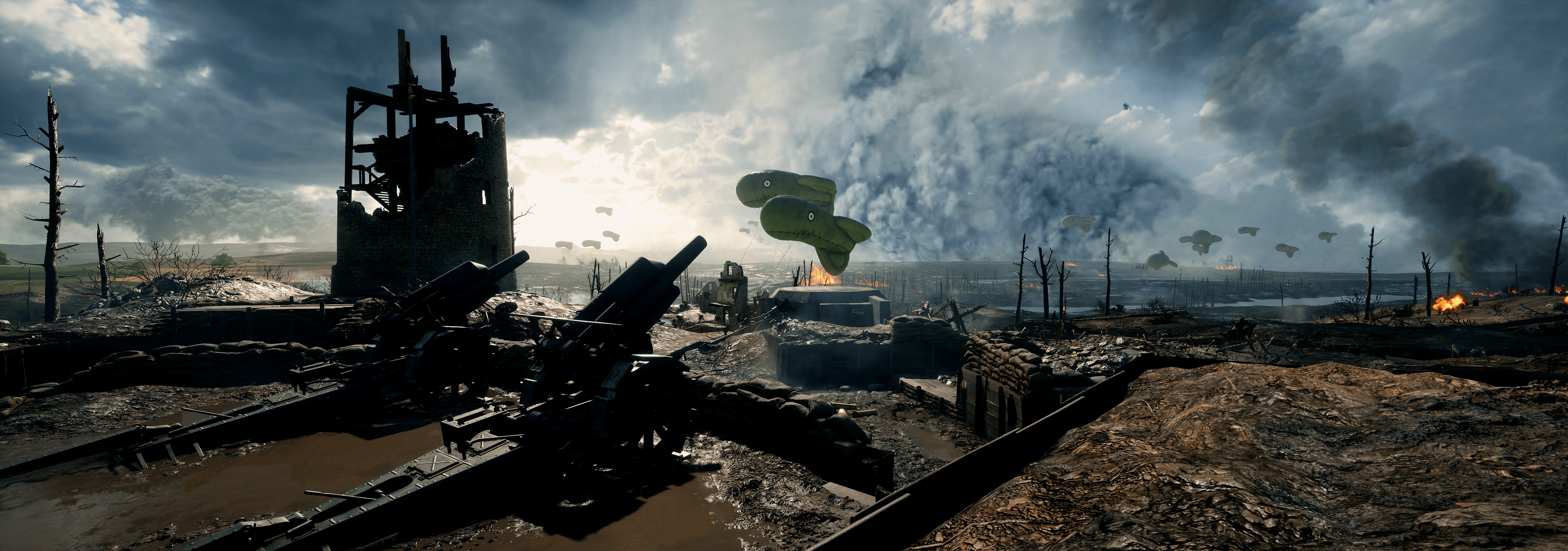 5120x1800 Battlefield 1 HD Wallpaper: Epic World War I Combat Scene in Stunning Detail