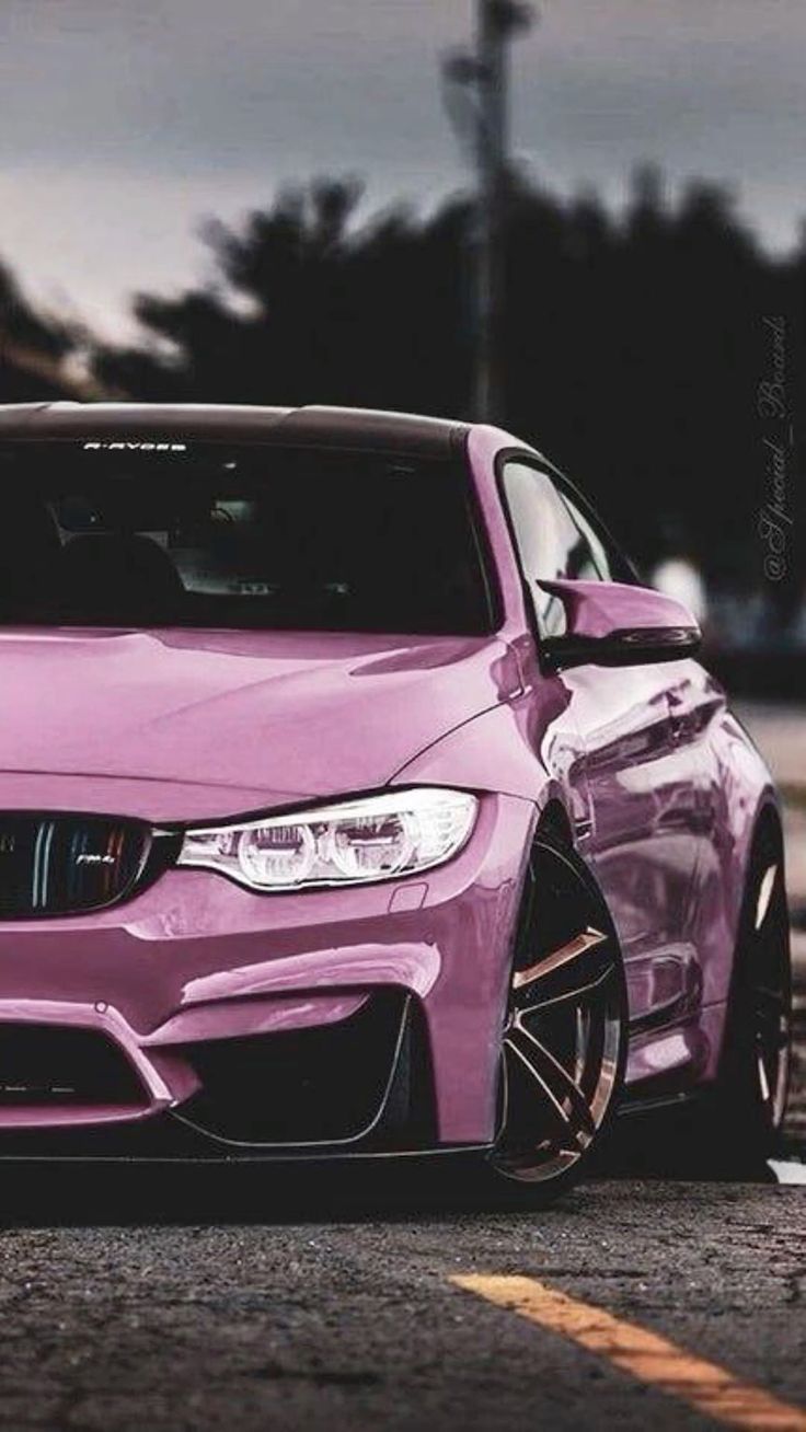 736x1308 Pink BMW Car on the Street. Розовые автомобили, Бмв s1000rr, Автомобили логотипы