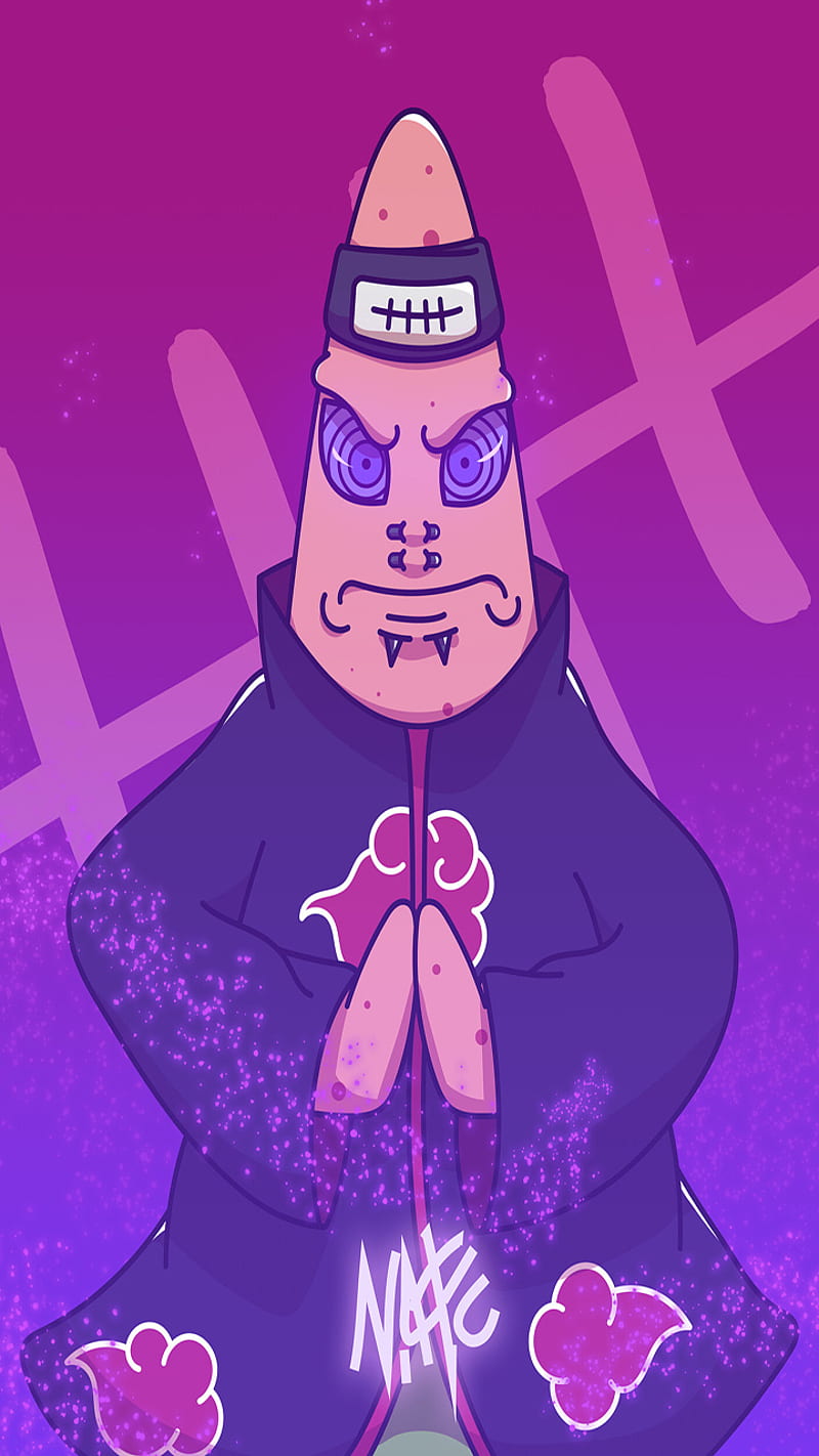 800x1422 Paintrick, akatsuki, anime, bob, naruto, pain, patrick, rinnegan, spongebob, HD phone wallpaper