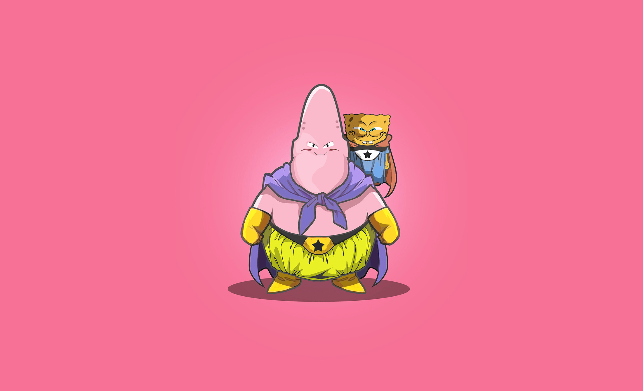 2202x1338 Download Babidi (Dragon Ball) Patrick Star SpongeBob SquarePants Majin Buu Anime Crossover HD Wallpaper