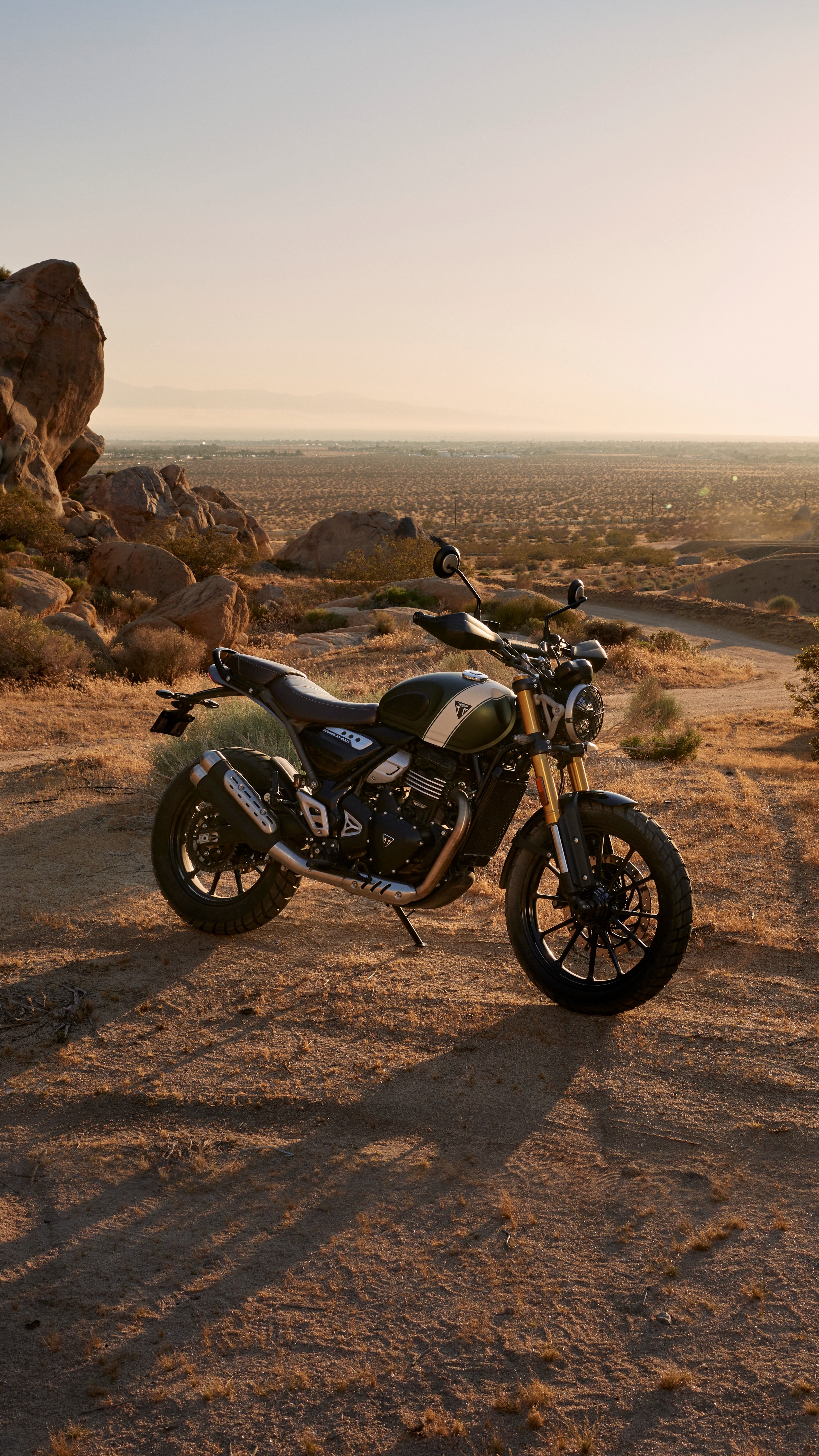 3366x5985 Triumph Scrambler 400 X Wallpaper