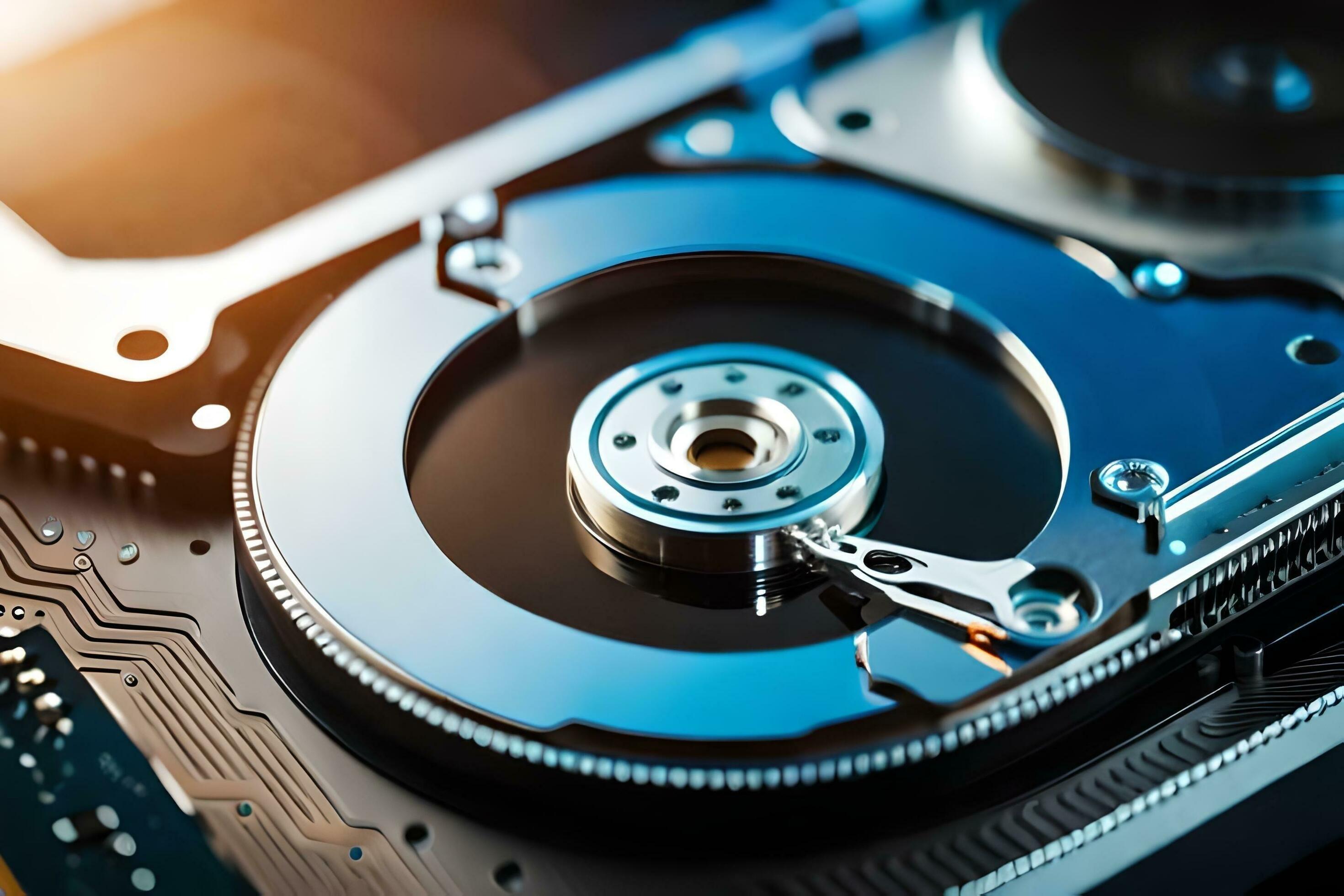 2940x1960 A Hard Drive Is Shown With A Metal Disk. AI Generated