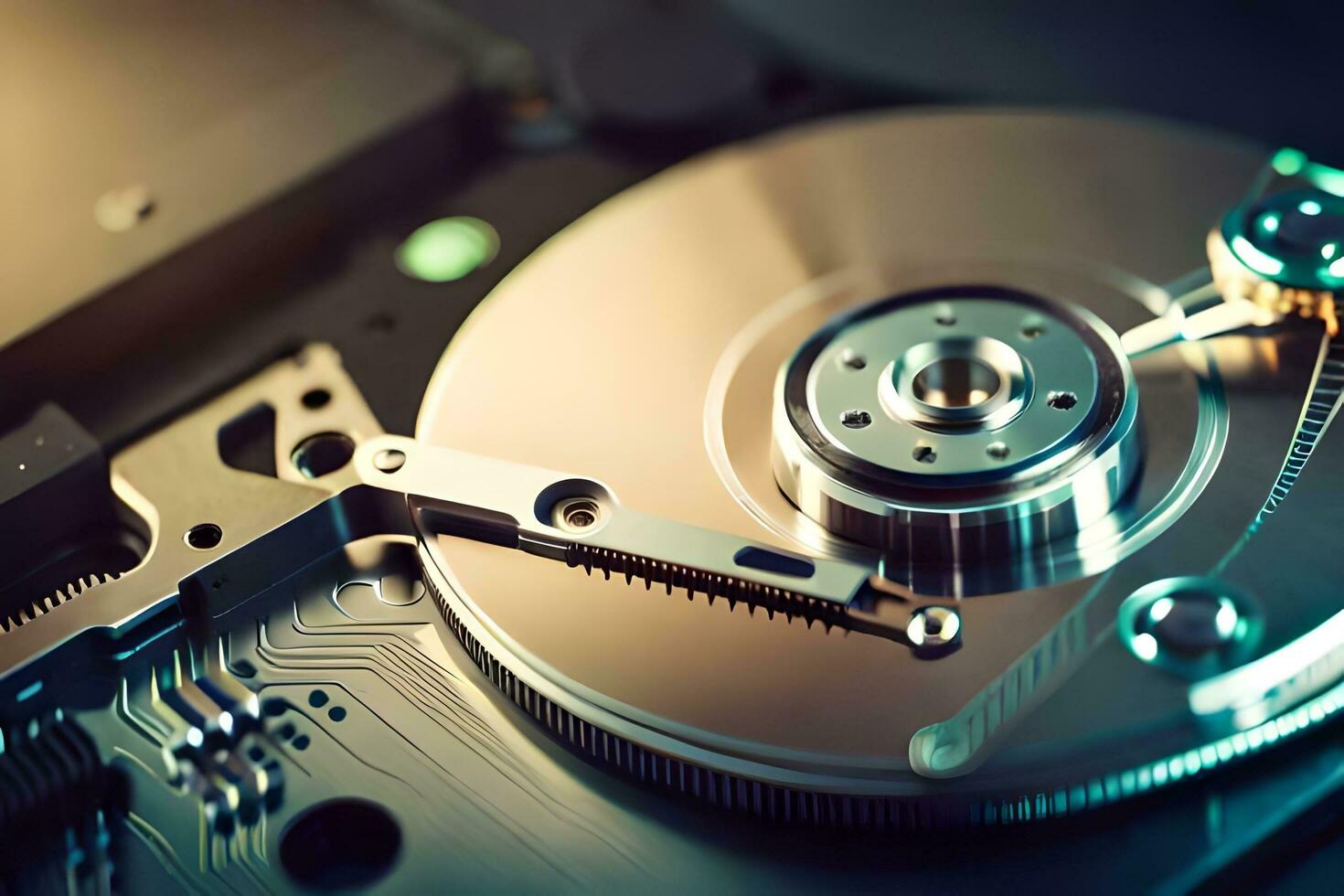 1470x980 A Hard Drive Is Shown With A Metal Disk. AI Generated