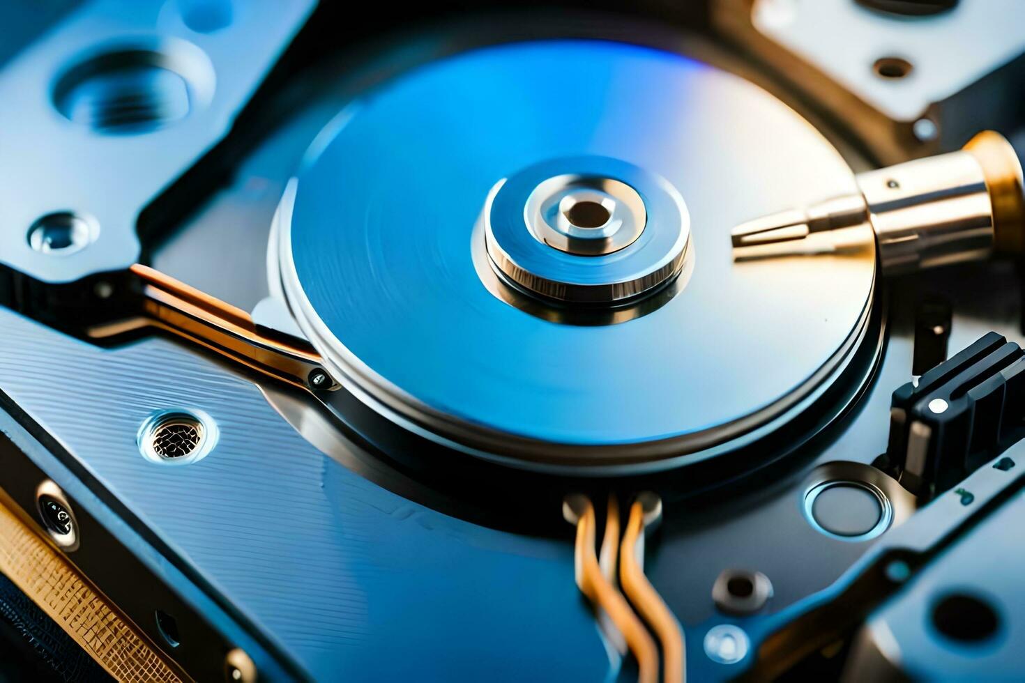 1470x980 A Close Up Of A Hard Drive With A Disk. AI Generated
