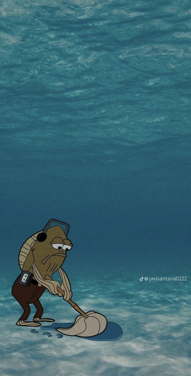 666x1308 Spongebob Mopping Wallpaper. Cool wallpaper cartoon, Cute cartoon wallpaper, Cartoon wallpaper. Spongebob fish wallpaper, Fred the fish mopping wallpaper