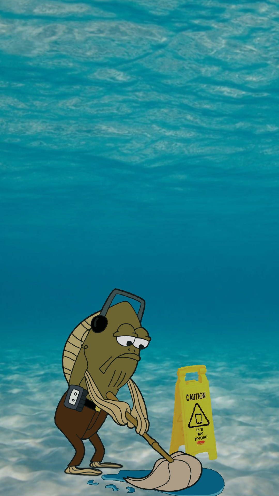 1080x1920 Download Funny Aesthetic Ocean Mopping Wallpaper