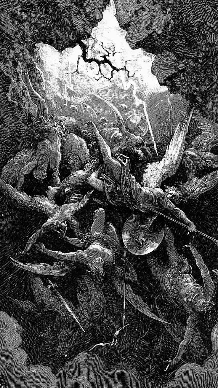 736x1308 Epic Battle of Angels and Demons. Dark biblical tattoos, Gustave dore tattoo, Gustav dore wallpaper