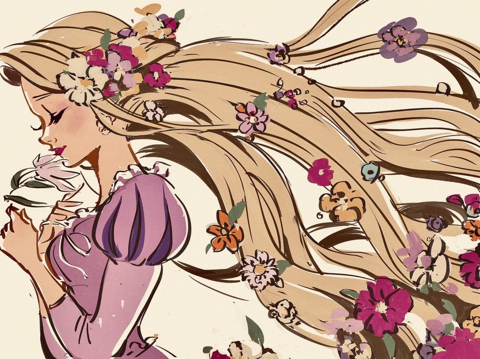 1920x1438 Rapunzel's Blooming Locks