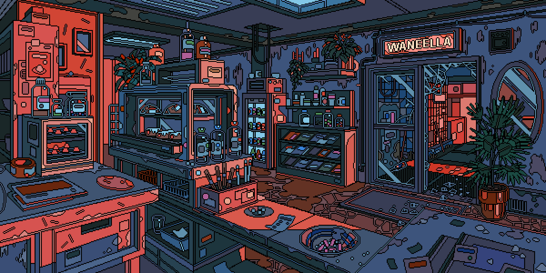 1800x900 HD Wallpaper: Waneella, Pixel Art. Waneella pixel art wallpaper pc, Pixel art room wallpaper 4k