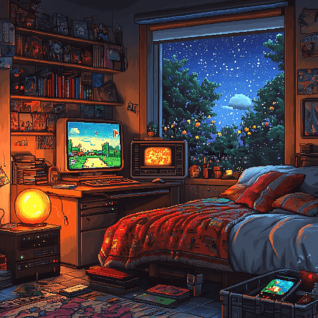1024x1024 Pixel Art Retro Rooms (Prompts Included)