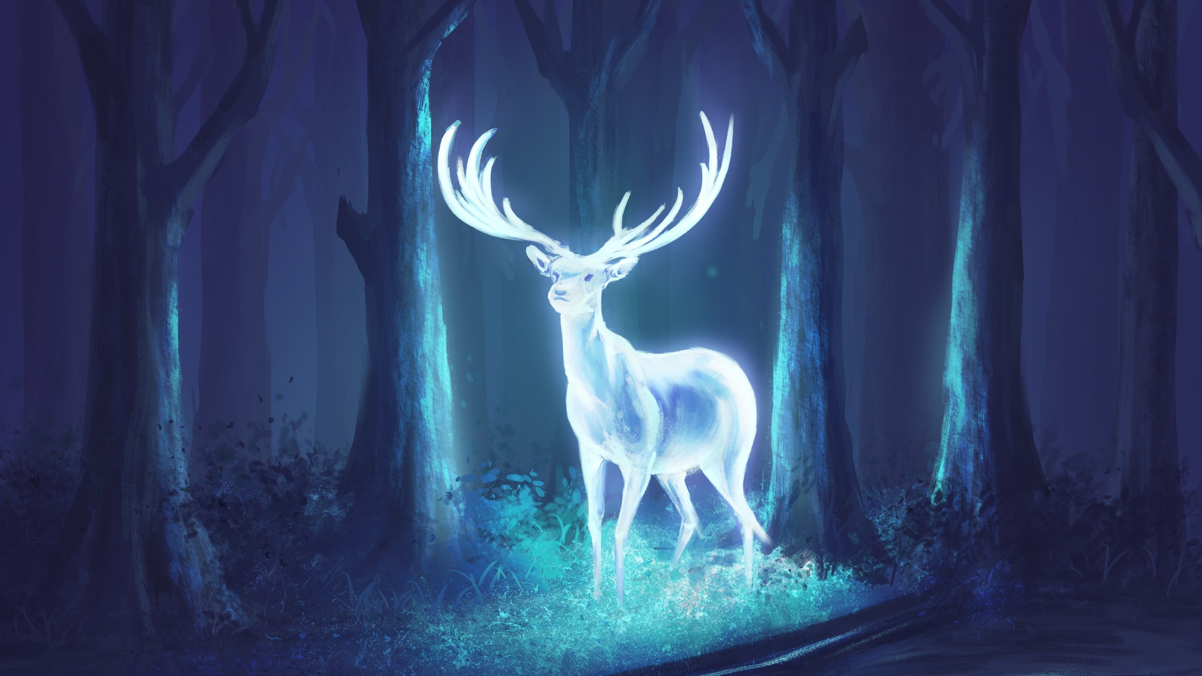 3840x2160 Glowing deer