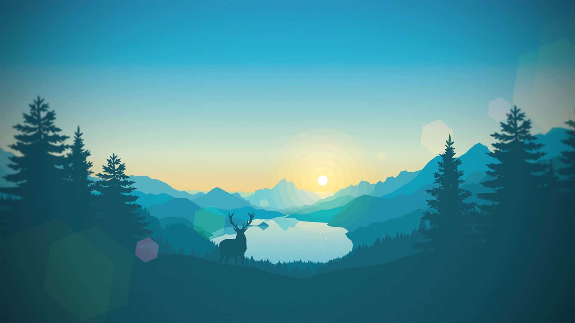 1920x1080 Download a deer in the mountains with a lake in the background Wallpaper