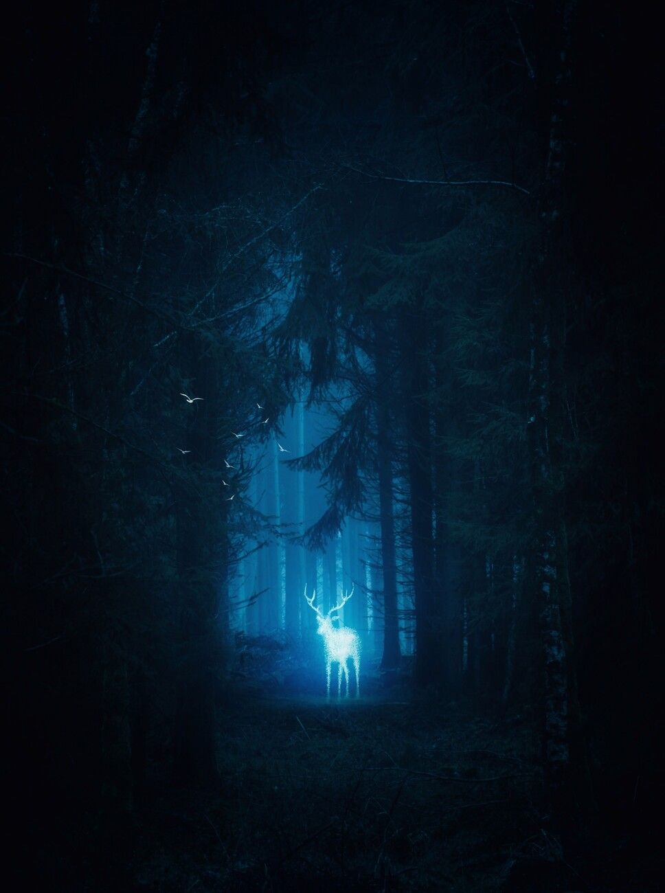 968x1300 Poster Magic blue deer Patronus in the forest