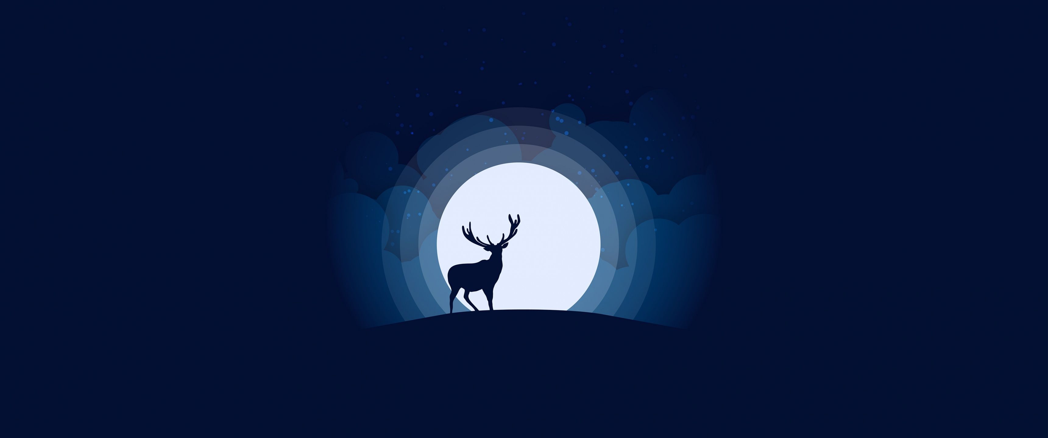 3440x1440 Deer Wallpaper 4K, Illustration, Silhouette, Moon