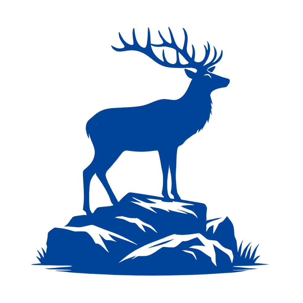 980x980 Blue Silhouette of a Deer Standing on a Rock 49719940 PNG