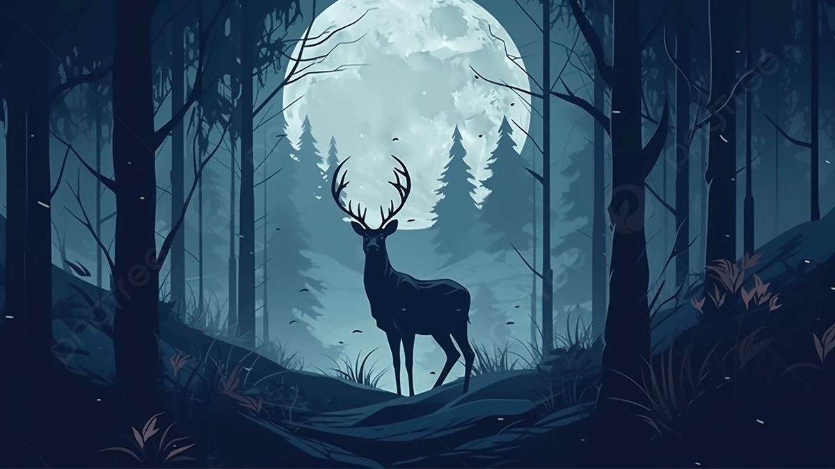 1200x675 Blue Background Of Sika Deer In The Moon Clouds, Moon, Blue, Back View Background Image And Wallpaper for Free Download