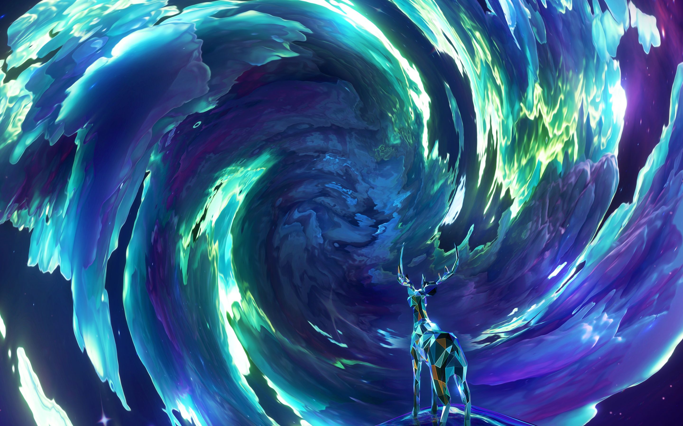 2880x1800 Deer Wallpaper 4K, Surreal, Swirly background