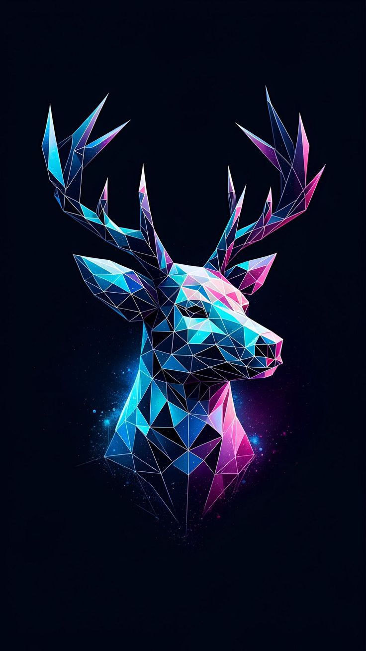 736x1308 Wallpaper deer, statue, particles, mosaic, gradient, AI 4K by ᴛʜᴇ ???????™. Download wallpaper deer, statue, particles, mosaic, gradient for free