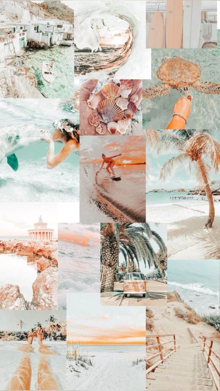 736x1308 Beach Collage Wallpaper Part 2